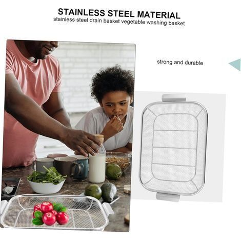 1Pièce Stainless Steel Vegetable Washing Basket Multi Functional Food Drainage Basin For Fruits Vegetables And Kitchen Use (1/2)