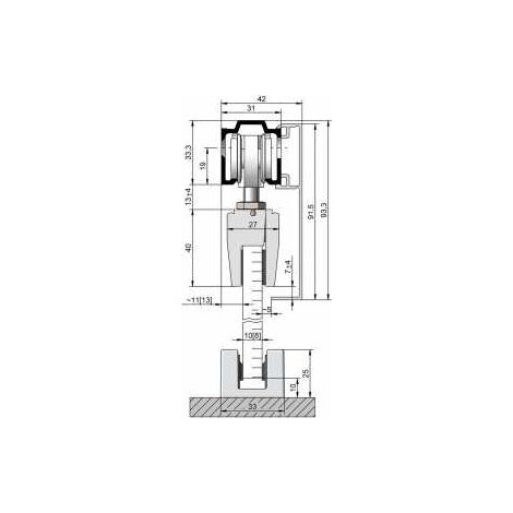 HELM Klipsblende Edelstahl Effekt, für Glas, 1700mm, Türbreiten 710-900mm (1/5)
