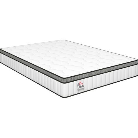 Matelas - HOMCOM - ressorts ensachés 7 zones - fermeté moyenne - mousse à mémoire de forme - 140x190x20cm - blanc