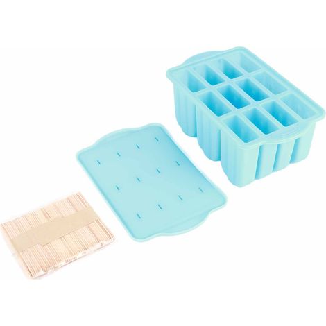 Lot de 12 moules à glace avec couvercle, silicone alimentaire pliable pour glaçons, bureau et maison (1/5)