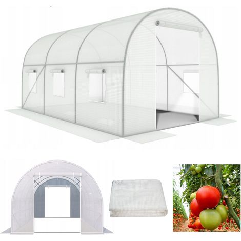 Serra a tunnel da giardino in lamina bianca, dimensioni 3x2x2 m, superficie 6 m², 2 ingressi.