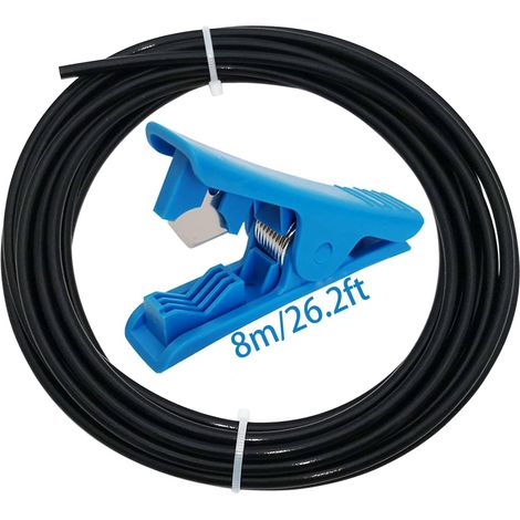 Tube de Guidage d'extrudeuse, Noir Tube en téflon (8M/26,2 pieds - 2 mm ID X 4 mm OD) + Coupe-Tube en PTFE Bleu pour imprimante 3D Creality Ender 3/Pro Ender 5 CR-10/10S 1,75 filament (1/5)