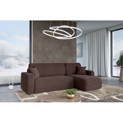 Canapé d'Angle réversible convertible avec fonction de couchage Piano L coffre universel en velours côtelé brun chocolat du fabricant - VINOTTI (1/5)