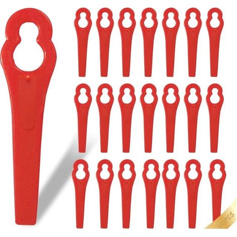 100 Pièces Lames de Rechange pour Coupe Bordure, Lames en Plastique de Rechange Lame Tondeuse à Gazon Rouge (1/4)