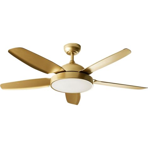 Ventilateur de Plafond Rustique avec Télécommande 5 Vitesses Laiton Goshaaba (1/5)