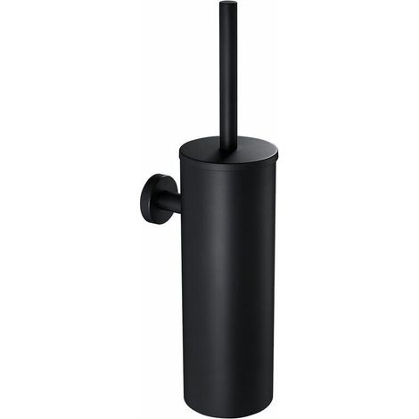 Auralum Schwarze Toilettenbürste mit Halter, Wandmontage, Edelstahl, Badezimmer-Toilettenbürstenhalter