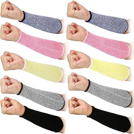 5 pares de mangas protectoras para brazos de 20 cm resistentes a los cortes - Colores surtidos (1/5)