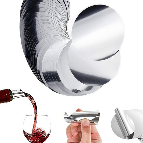 100Pcs Disque Verseur Vin, Disque Anti Goutte Bouteille Vin,Vin Pourer Disque Réutilisable pour Diverses Vins et Boissons(Argent,75 mm) (1/5)