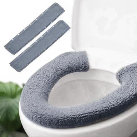 Zweiteiliges Set elastischer WC-Sitzbezüge, hellgrau (1/5)