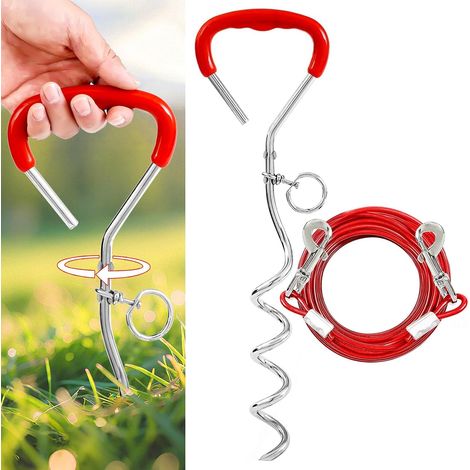 Piquet d'attache avec laisse 3 m pour chien moyen, camping (1/5)
