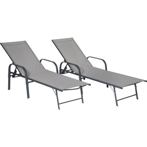 Set di 2 lettini in textilene grigio SARDINIA - struttura antracite (1/5)