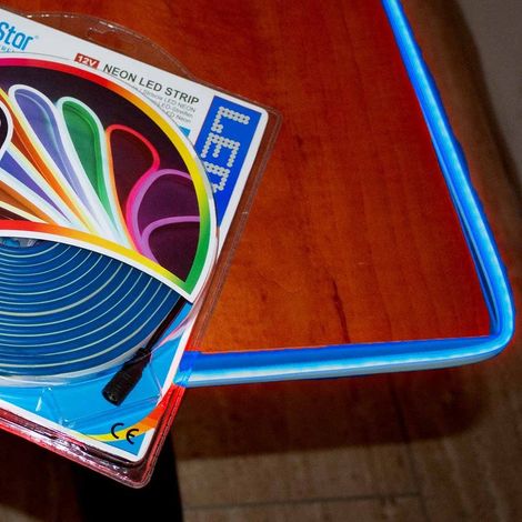 Striscia LED Neon 5M 8.5W/M 12V 120LED Modellabile e Tagliabile IP65 Angolazione 120°, 9 Colori Disponibili (Blu)
