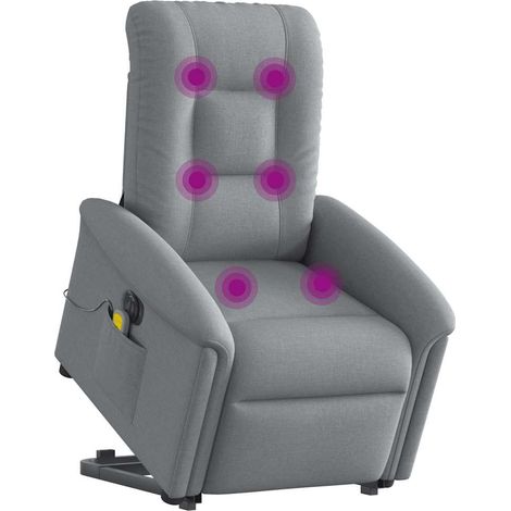 Maison Exclusive - Poltrona Alzapersona Massaggi Elettrica Grigio Chiaro Tessuto