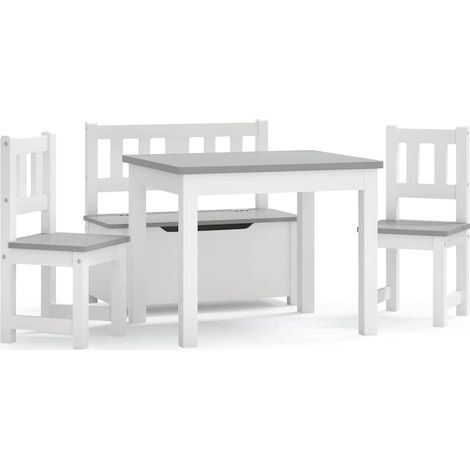 Maison Exclusive - Ensemble de table et chaises enfants 4 pcs Blanc et gris MDF (1/5)