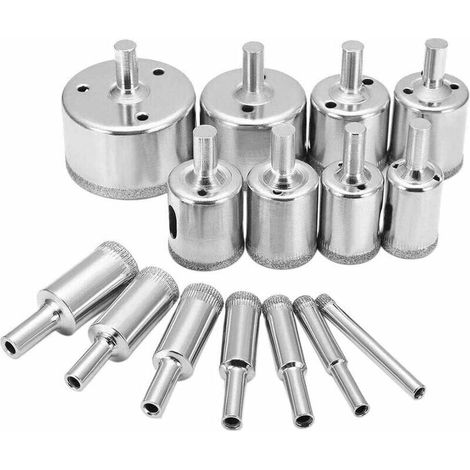15-teiliges Glasbohrer-Set, 6–50 mm, HSS-Diamantbohrer, Kohlenstoffstahl, Diamantschneider, Nassschneiden für Fliesen (1/5)