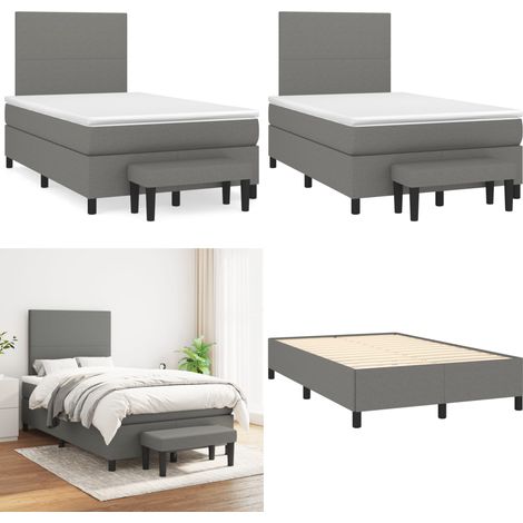 Sommier à lattes de lit et matelas marron foncé 120x190cm tissu - Sommier à lattes - Matelas ensaché (1/5)