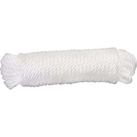 Corde Blanche en Nylon torsadée Mod.20220 Cordon Polyvalent résistant et Doux idéal pour la Nautique ou la pêche, la Construction, Les Sports et Les Jeux, Le Bricolage et l'amarrage (1/4)