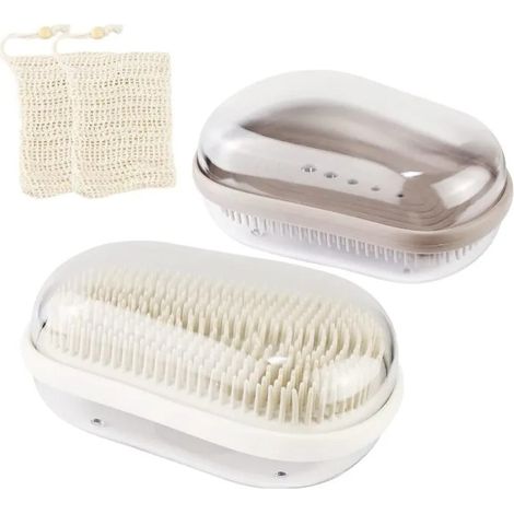 Boîte à savon voyage 2 pièces, étanche, avec 2 pochettes. Idéale pour randonnée, douche, salle de bain, école, gym. (1/5)