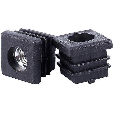 Tube carré Pipe End Caps Insert Plugs M8 Thread 20x20mm 40pcs Noir (1/4)
