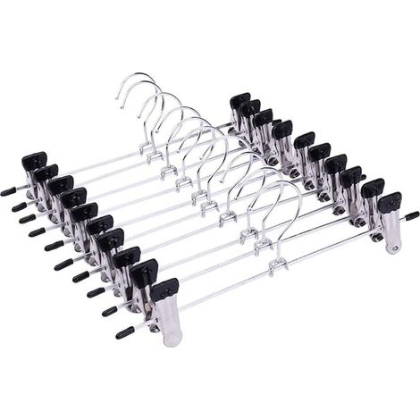 10 pièces Cintres pour pantalons Cintres pour jupes durables et robustes Cintres pour pantalons avec clips Cintres laches pour pantalons Cintres pour pantalons Cintres pour vêtements (1/4)