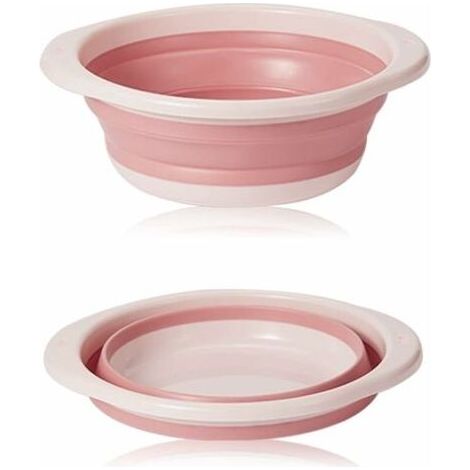 bassine Retractable, bassine Pliable, Bol à Vaisselle Rond Pliable Moyen Multifonctionnel, Bol Pliable Portable Peu encombrant pour Laver Les légumes, la Vaisselle, sous-vêtement (Rose) (1/5)