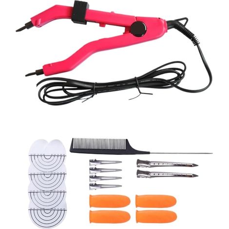 Connecteur De Machine For Extensions Cheveux, Thermique En Fer À Fusion, Température Réglable, Mini Pointe Chauffante, Outils Liaison La Kératine, 1 Ensemble Gain Temps Efficace(Red Kit) (1/5)
