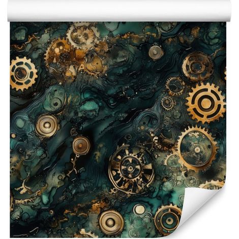 Papier peint ocre et encre de mer pour salon et chambre 50x1000 cm (1/5)