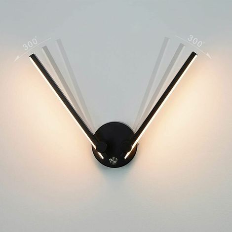 Ymyny – Applique murale salle de bain LED 12W – Double lumière orientable 300° – Longueur 73cm – Température couleur 3000K noir (1/5)