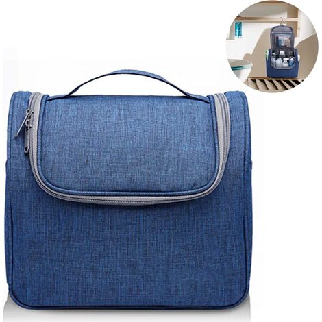 Trousse de toilette extra grande à suspendre, organisateur de cosmétiques de voyage, imperméable, pour hommes et femmes, bleu marine (1/5)