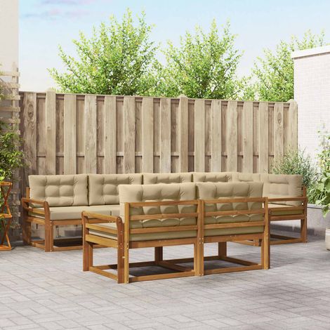 Outdoor-Sofagarnitur mit Kissen 7 pcs Natur und Beige (1/5)