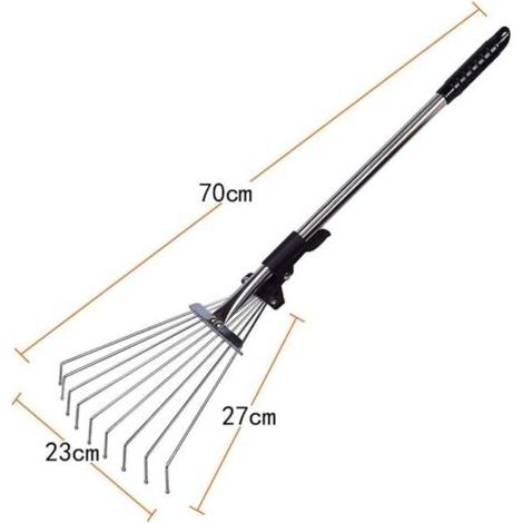 Jardin Râteau À Feuilles en - Métal Réglable Jardin Râteau Extensible Mauvaise Herbe Râteau Camp Râteau pour Jardin Pelouse Cour (1/5)