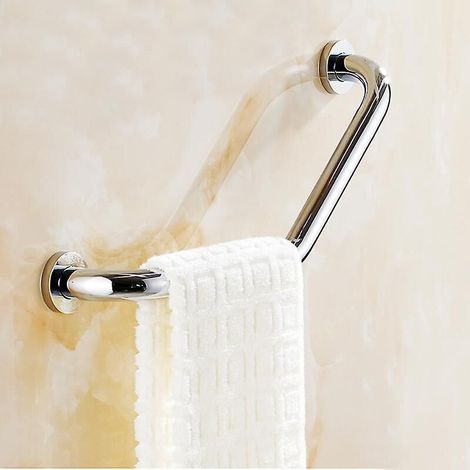 Angled Grab Bar Rails for Shower, 17.3 Inch Bathroom Safety Grab Bar, Bathtub Arm, Secure Grab Bar, 304 Stainless Steel Non-Slip Mounted Bars