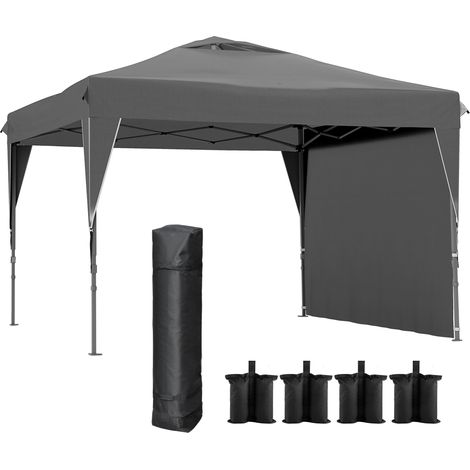 Tonnelle Leodegar Pop-Up 3x3m Barnum Pliant Gris Résistant Anti-UV Acier Époxy