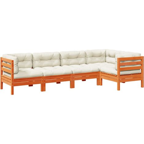 Maison Exclusive - Set de sofás jardín 5 pzas con cojines madera (1/5)