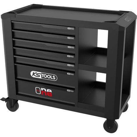 KS Tools - Servante one by one - Servante d'atelier 7 tiroirs avec étagères - 40 kg de charge maximale par tiroir - Ouverture totale et individuelle des tiroirs - 823.0017F (1/2)