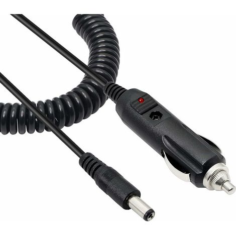 12V 3A Câble adaptateur allume-cigare DC 5.5x2.1mm,pour les moniteurs de vidéosurveillance de vue arrière de voiture DVR de voiture-Le noir, (1/4)