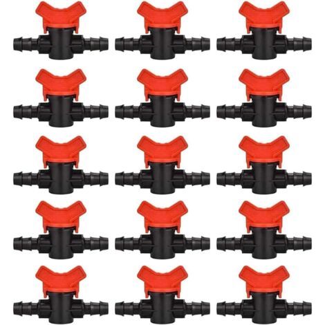 Lot de 15 Vanne Commutation d'Irrigation, Robinet d'arrosage goutte à goutte 16mm, valve 16 mm