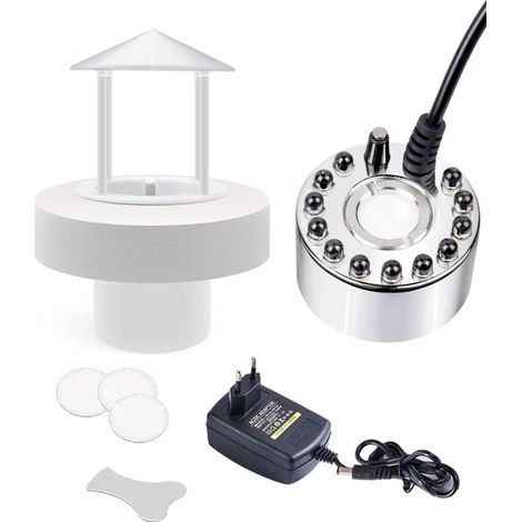 Humidificador ultrasónico de 350 ml/h，equipado con 12 luces LED，enjuagar y reprocesar，adaptado a acuarios，fuentes y humidificadores (1/5)