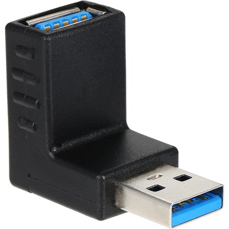 Adaptateur USB 3.0 AM vers AF coudé à 90° (mâle vers femelle) (1/5)