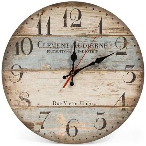 Ländliche europäische Retro-Wanduhr, Wohnzimmer-Wanduhr, schlichte Dekoration, Holz-Wanduhr, Quarz-Wanduhr (1/5)