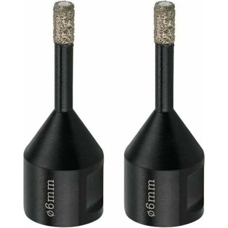Forets à Carrelage 6 mm M14 Foret Diamant Carrelage Grès Cérame Marbre - Scie cloche Diamant, 2x Forets Trépan Diamant à sec pour Meuleuse d'angle (Noir ） (1/4)