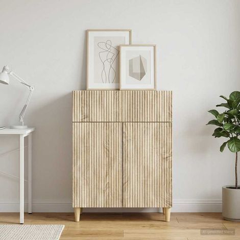 Buffet chêne Sonoma avec tiroir et 2 portes, bois d’ingénierie, 66 x 34,5 x 90 cm - PANGIVO (1/5)