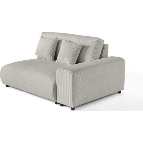 Garance - module d'assise 2 places avec accoudoir droit - en velours côtelé - gris clair (1/5)