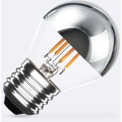 Lampadina LED Filamento E27 4W 400 lm G45 Chrome Reflect No Flicker 2200K Super Caldo