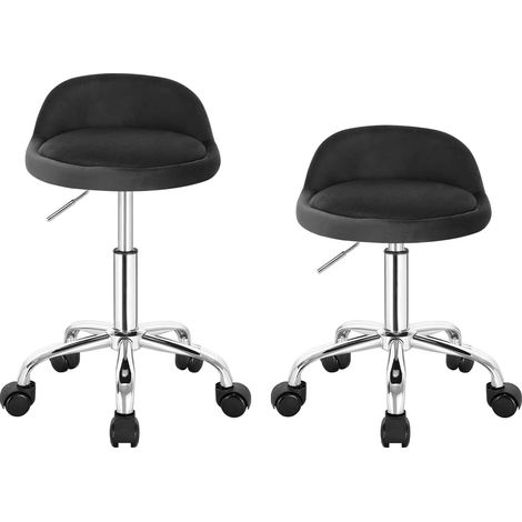 WOLTU 2X Silla de Oficina Terciopelo Silla de Escritorio sin Brazos Silla Regulable en Altura 43-55cm con Ruedas y Respaldo Bajo Gris Oscuro