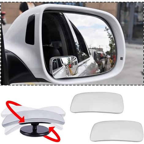 Miroirs D'angle Mort, Rétroviseurs HD Sans Cadre, Miroirs En Verre Grand Angle Réglables pour Toutes Les Voitures SUVs Camionnettes Camions et Motos Accessoires Automobiles(Rectangle) (1/3)