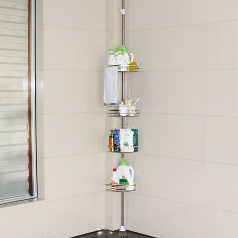 4 Etagère télescopique d'angle de douche hauteur réglable 110-280cm rangement de douche (1/5)