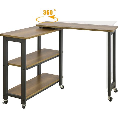 Mesa Auxiliar Giratoria Mesa de Ordenador en Forma de L Escritorio de Esquina en Estilo Industrial 133 x 69 x 30 cm FWT83-PF SoBuy ES