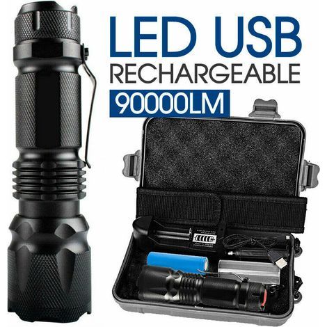 Bright Torch Zoom Focus Lighting Torch L2 Torch Mini Portable Rechargeable Strong Flashlight (Sets)