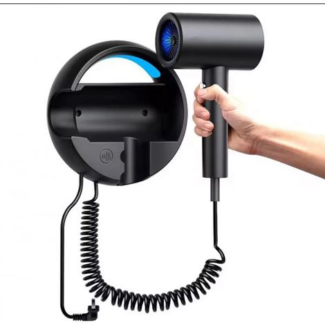 Asciugacapelli da Parete per Hotel 1600W Ionico con Luce Blu Caldo/Freddo Q-F002